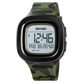 Men's Fashion Casual Square Electronic Sports Watch (Option: Army Green Camouflage)