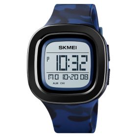 Men's Fashion Casual Square Electronic Sports Watch (Option: Blue Camouflage)